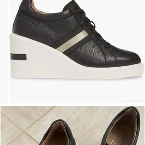 Paolo Black and White Wedge Sneakers with Sporty Design